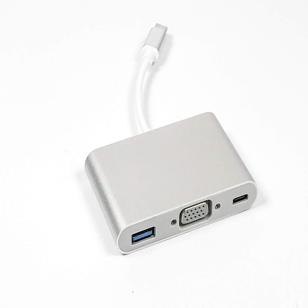 Micro SATA Cables Type C to PD with VGA and USB 3.0 Dongle Metal Shell