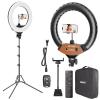 EMART 18-inch Ring Light with Stand, 2800-6500K LED Photography Lighting Kit with Phone Holder, Selfie Light for Vlog Live Streaming Video Makeup Tattoo Barber Studio view 1