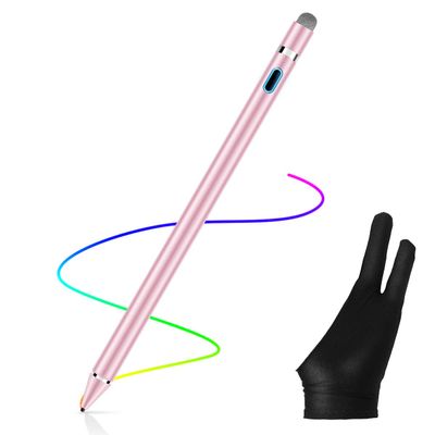 AICase Stylus Pens for Touch Screens, 1.45mm High Precision and Sensitivity Point IPad Pencil Fine Point Active Smart Digital Pen for Tablet Work at iOS and Android Touch Screen (Rose Gold Pink)