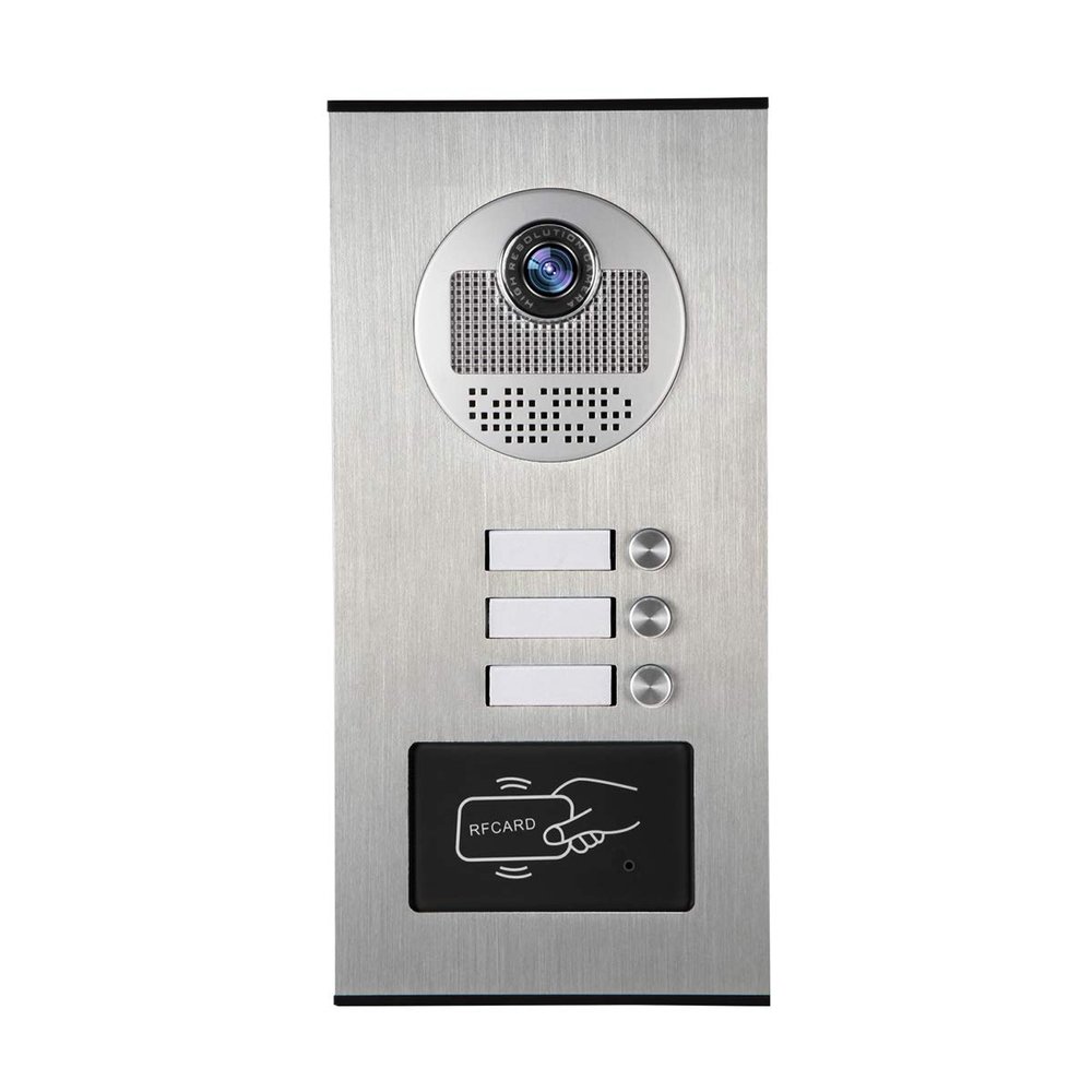 AMOCAM Wired 3 Key 3 Units Door Camera Apartment Video Intercom Doorbell Door Phone Support IR Night Vision, ID Keyfob Unlock