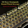 104 Keys Steampunk Round Golden Silver Black White Keycap Key Cap Keycaps ANSI Layout for Cherry MX Gaming Mechanical Keyboard,Only Keycaps,not Keyboard (Black Golden) view 2