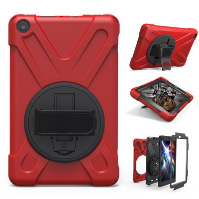 Amazon Fire HD 8 (8th/7th Generation) Case, Heavy Duty Stand Shockproof Protective Case Cover for Amazon Fire HD 8 with Built-in Stand and a Hand Grip (red)