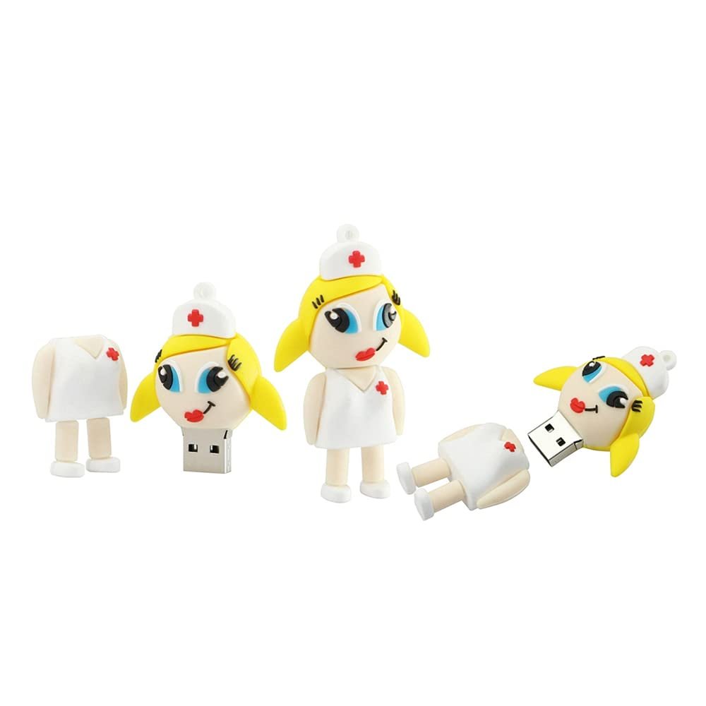32GB Nurse Shape USB Flash Drives Pen Drive Memoria Flash Stick PenDrives USB Flash Disk Thumb Drive U Disk USB Drive USB 2.0 Pen Drive PenDrive (White)