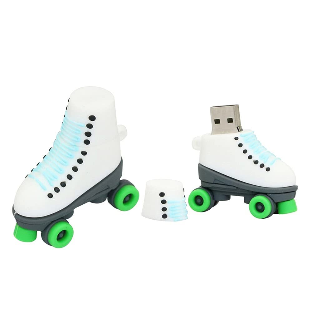 32GB Roller Skates Shape Flash Drive USB Flash Drive Memory Stick Thum Drive USB Drive USB Flash Disk U Disk Pen Drive USB Disk Flash Memory External Storage USB Stick PenDrive (Green)