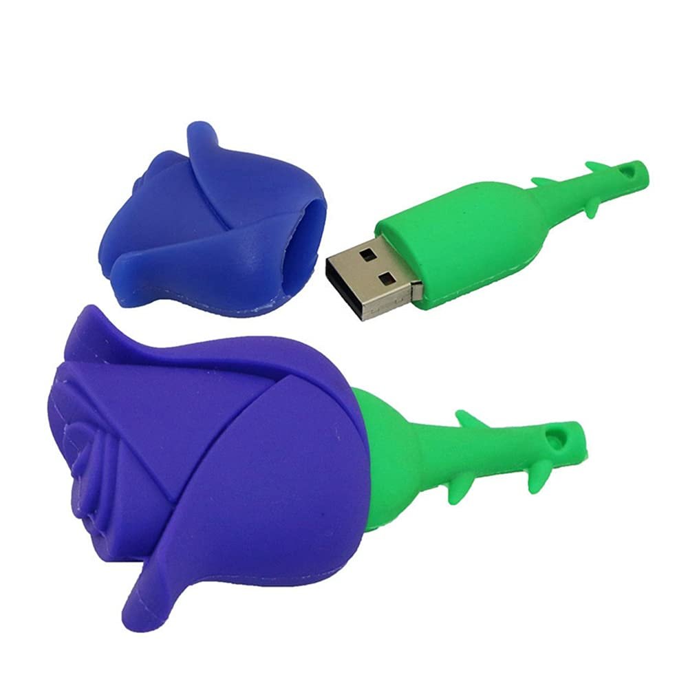 128GB Rose Shape USB Flash Drives Pen Drive Memoria Flash Stick PenDrives USB Flash Disk Thumb Drive U Disk USB Drive USB (Blue)