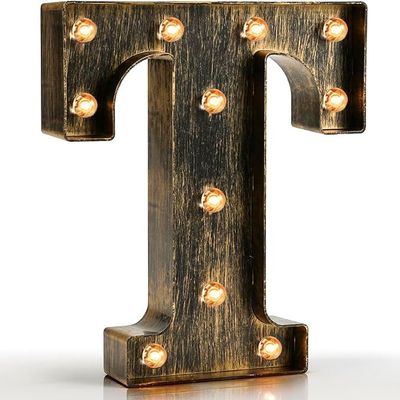 Pooqla Vintage Light Up Letter TMarquee Letters Coffee Bar Rustic Decor