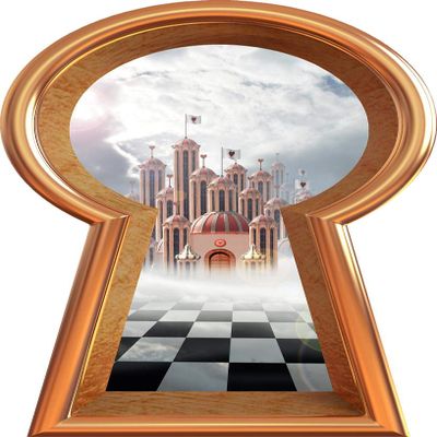 12" Bronze Keyhole 3D Wall Decal Hearts Castle Fantasy Fairy Tale Wonderland Decor Removable Peel and Stick Mural for Kids Room - 12" Tall x 6.8" Wide