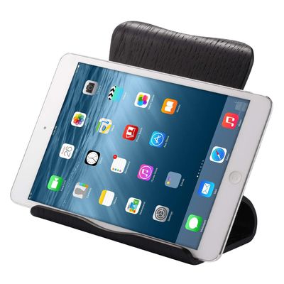SAMDI Wooden Tablet Stand: Dock for iPad 2017 Pro 9.7, 10.5, Air Mini 2 3 4, Kindle, Tab, E-Reader, Other Tablets (4-13 inch) - Oak Wood Black