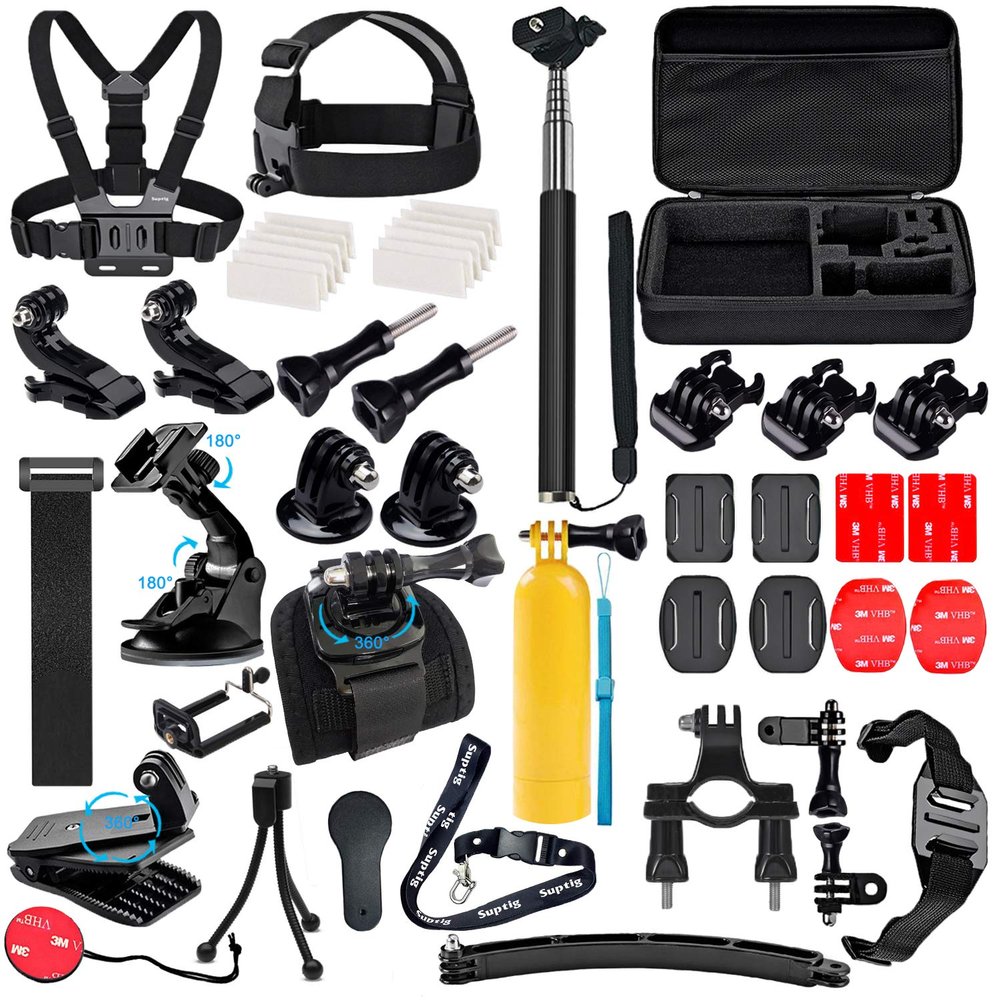 Suptig Accessories Kit Compatible for Gopro Hero 13/Hero12/11/10/9/8/7/6/5/4/3/3+/2/Session gopro Max2 Gopro Fusion DJI Action 5 pro/5/4/3, Insta360 X5/X4, AKASO Action Camera Accessories