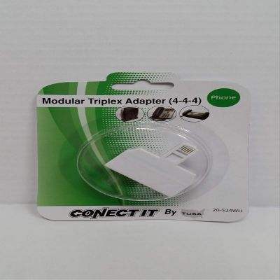 Modular 3-Way Triplex Adapter RJ11 White Plug Jack Splitter