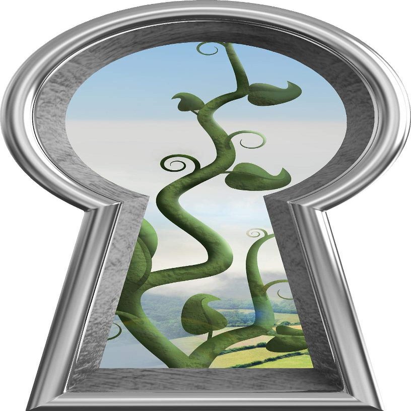 12" Silver Keyhole 3D Wall Sticker Decal Jack Beanstalk Fairy Tale Removable Fabric Vinyl Nursery Decor - 12" Tall x 6.8" Wide