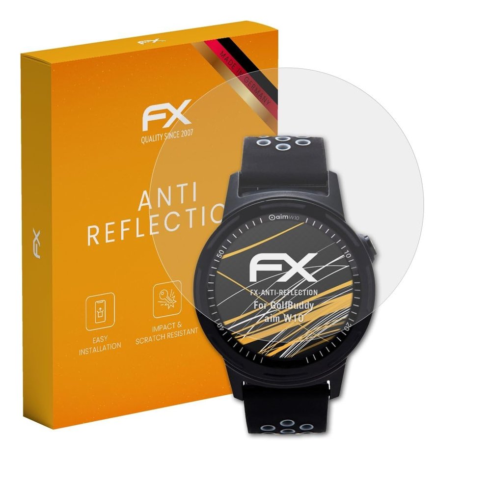 atFoliX Screen Protector compatible with GolfBuddy aim W10 Screen Protection Film, anti-reflective and shock-absorbing FX Protector Film (3X)