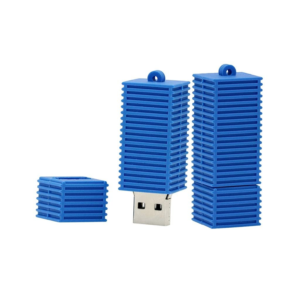 16GB Building Shape Memory Stick USB Sticks 2.0 USB Flash Drive Swivel PenDrive U Disk Thumb Drives PC Laptop Storage with Chain (Blue)