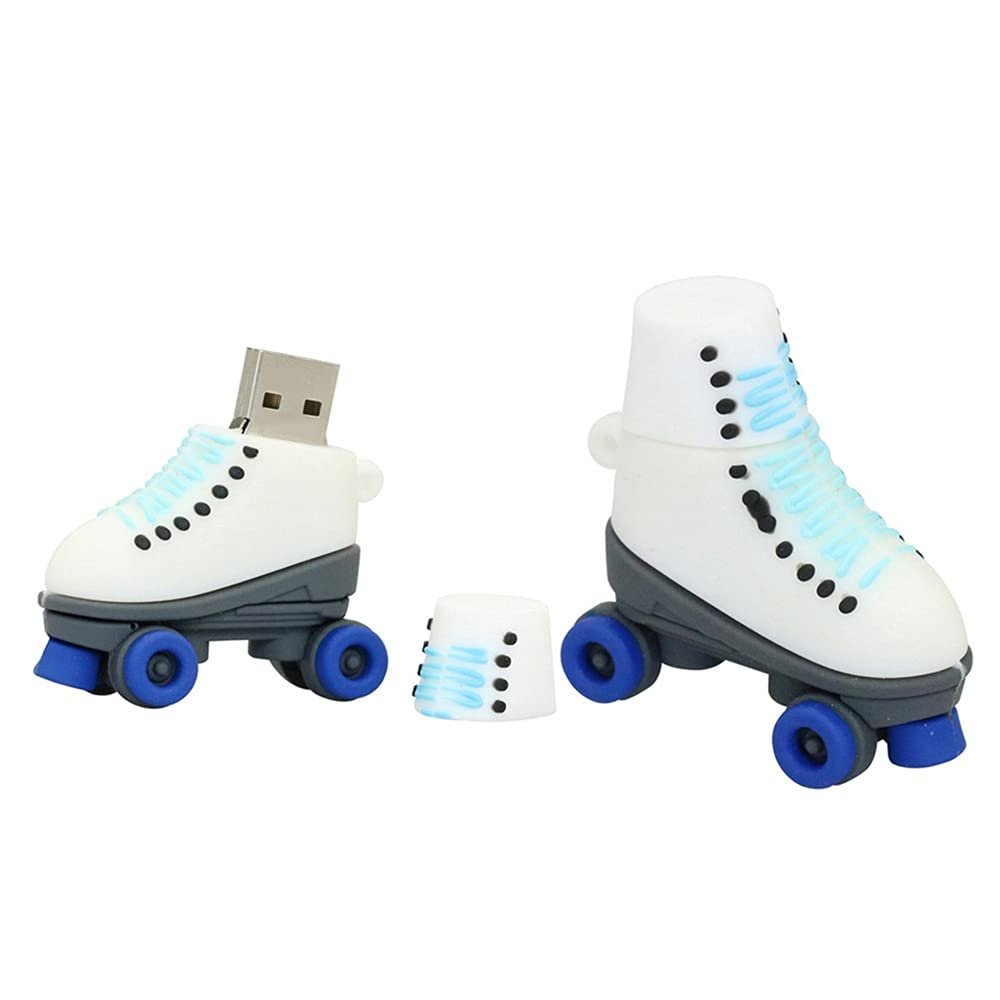 128GB Roller Skates Shape Flash Drive USB Flash Drive Memory Stick Thum Drive USB Drive USB Flash Disk U Disk Pen Drive USB Disk Flash Memory External Storage USB Stick PenDrive (Blue)