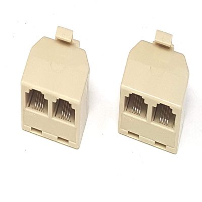 Corporate Computer Corpco RJ11 6p4c Duplex Wall Jack 2 Way Splitter Adapter - Ivory, 4 Conductor Pack of 2