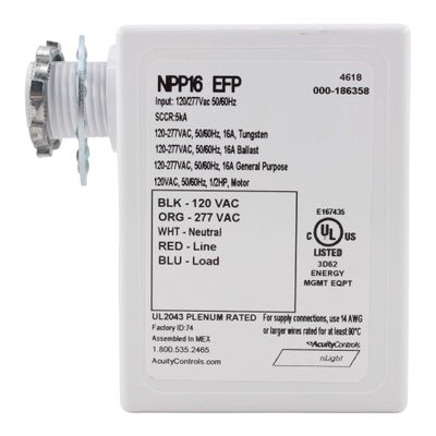 SENSOR SWITCH NPP16-EFP 120/277VAC, AUTO ON (Switch CH. 1), External Fault, Power/Relay Pack, Standard Temp/Humidity