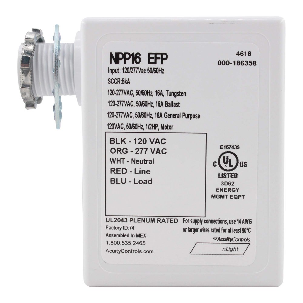 SENSOR SWITCH NPP16-EFP 120/277VAC, AUTO ON (Switch CH. 1), External Fault, Power/Relay Pack, Standard Temp/Humidity