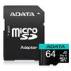ADATA Premier Pro 64GB MicroSDXC UHS-I U3 V30 Class 10 A2 MircoSD Memory Card with Adapter AUSDX64GUI3V30SA2-RA1 view 1
