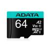 ADATA Premier Pro 64GB MicroSDXC UHS-I U3 V30 Class 10 A2 MircoSD Memory Card with Adapter AUSDX64GUI3V30SA2-RA1 view 2
