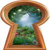48" Bronze Keyhole 3D Window Wall Decal Enchanted Lantern Forest Wonderland Kids Room Decor Fantasy Mushroom Fairy Tale Removable Vinyl Wall Sticker - 48" Tall x 27.2" Wide view 1