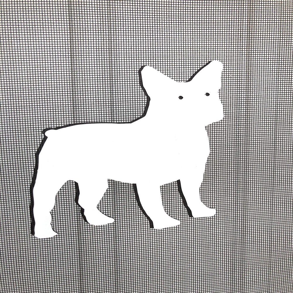 DCentral French Bulldog Flexible Vinyl Safety Screen Magnets: Double-Sided. White-Easier to See Day & Night. Decorative. Helps Stop Walking into Screens, for Non-RETRACTABLES, Size W 5.3" x L 5.5"