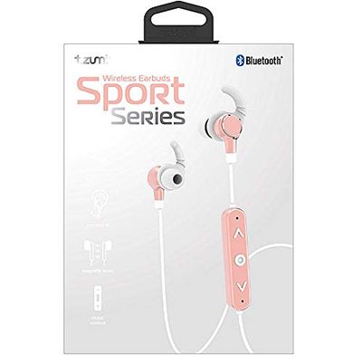 Tzumi Wireless Bluetooth Earbuds with Microphone, White and Rose Gold