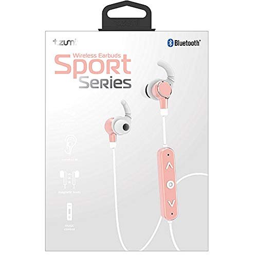 Tzumi Wireless Bluetooth Earbuds with Microphone, White and Rose Gold