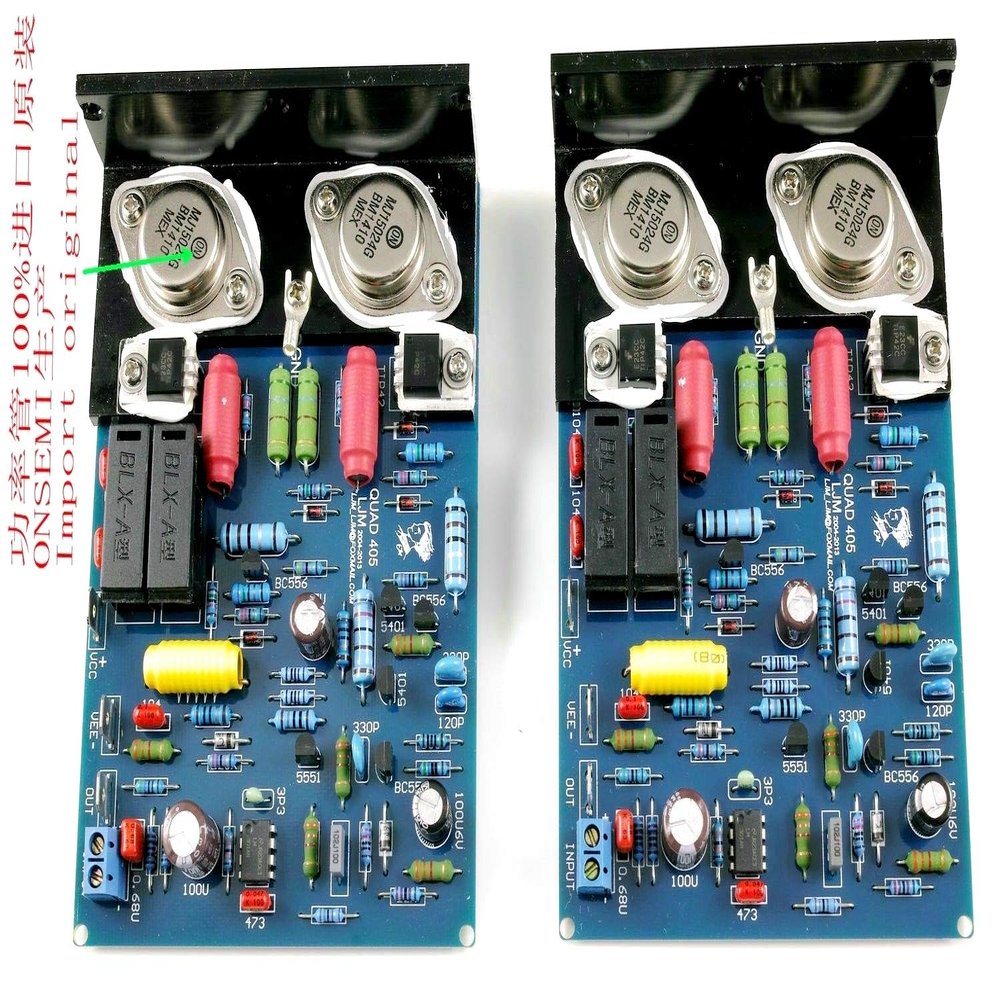 QUAD405 Clone MJ15024 Stereo Two-Channel Power Amplifier Board 100W+100W Completed Board +heatsink