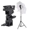 Light Stand Bracket, Camera Flash Mount Positioning Clamp with Umbrella Reflector Holder and Hot Shoes for DSLR Flashes Studio Light LED Light view 2