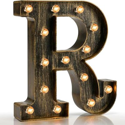 Pooqla Vintage Light Up Letter RMarquee Letters Coffee Bar Rustic Decor
