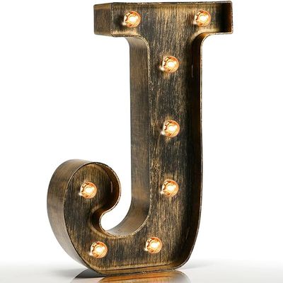 Pooqla Vintage Light Up Letter JMarquee Letters Coffee Bar Rustic Decor