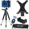 Acuvar 57" inch Pro Series Tripod, Tablet Mount + Acuvar Universal Smartphone Mount + Wireless Remote for All Smartphone and Tablet Devices + eCostConnection Microfiber Cloth