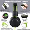 POWMEE M2 Kids Headphones Wired Headphone for Kids,Foldable Adjustable Stereo Tangle-Free,3.5MM Jack Wire Cord On-Ear Headphone for Children/Teens/Girls/School/Kindle/Airplane/Plane/ (Black) view 2