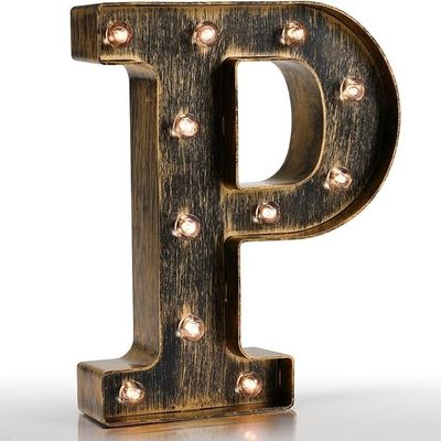 Pooqla Vintage Light Up Letter PMarquee Letters Coffee Bar Rustic Decor