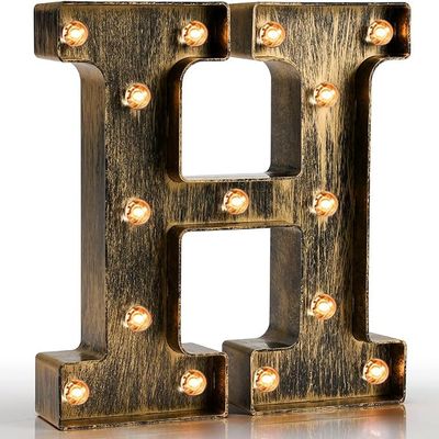 Pooqla Vintage Light Up Letter HMarquee Letters Coffee Bar Rustic Decor
