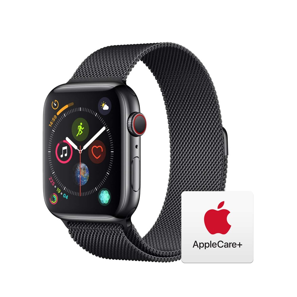 Apple Watch Series 4 (GPS + Cellular, 44mm) - Space Black Stainless Steel Case with Space Black Milanese Loop with AppleCare+ Bundle