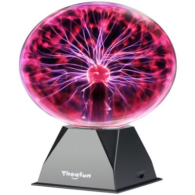 Theefun Plasma Ball: 8 Inch Huge Plasma Globe Birthday Gifts Touch & Sound Sensitive Ball Lamp Electric Lightning Novelty Light for Parties, Home, Prop, Room Decoration