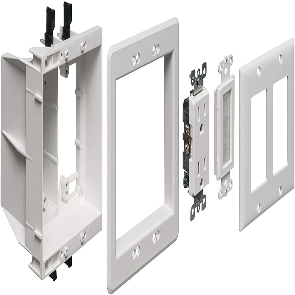 Arlington TV Box TVBU505K Non-Metallic Recessed TV Box Kit, Plastic, 2 Gangs