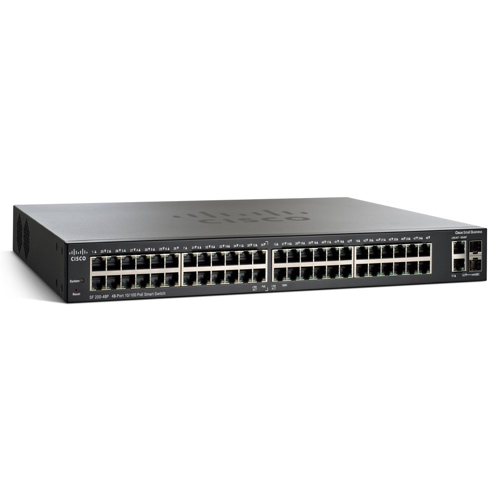 Cisco SF200-48P 48 Port 10/100 Mbps PoE Smart Switch (Renewed)
