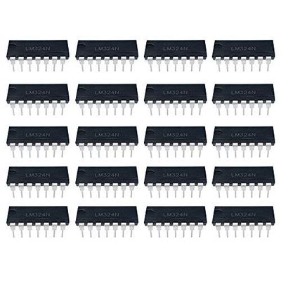 20pcs LM324N General Purpose Quad OP Amplifier, -16-32 Volt, 14-Pin, Plastic Dip Tube, 4.57 mm H x 6.35 mm W x 19.3 mm L