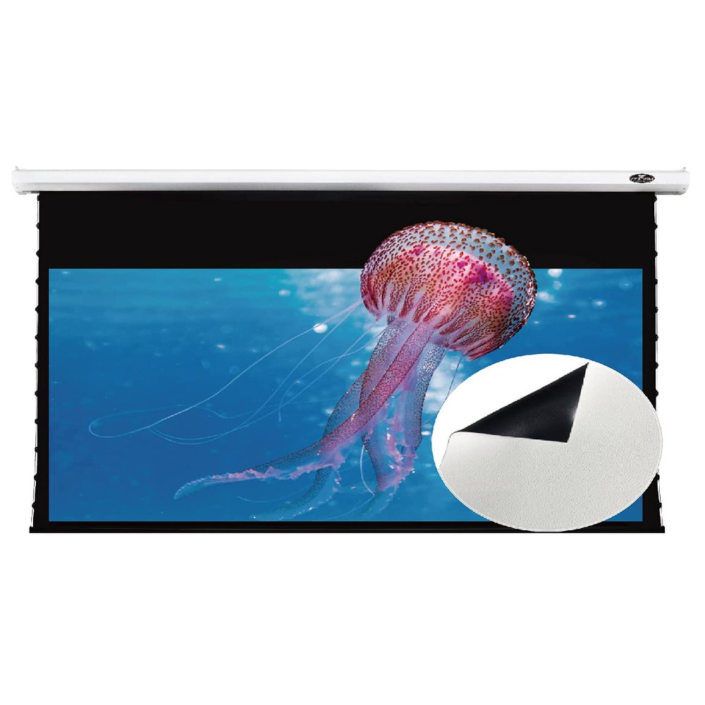 VIVIDSTORM-Moive Screen,Deluxe Tensioned Screen,Electric Tab-tensioned Pull Down White Cinema PVC Screen,UHD Home/Movie/Theater Work with Shortl Throw Projector,V6JLW135H