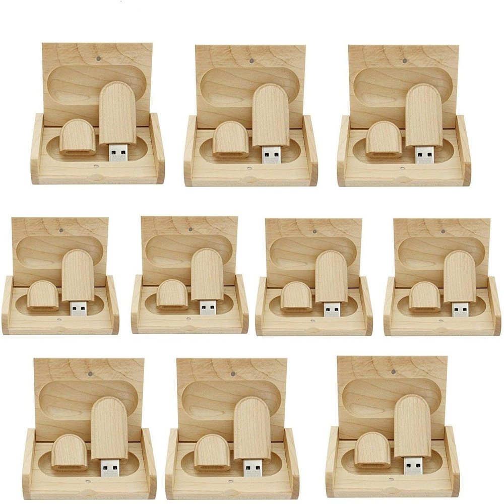 10PCS Maple Wood 2.0/3.0 USB Flash Drive with Wooden Box (2.0/32GB)