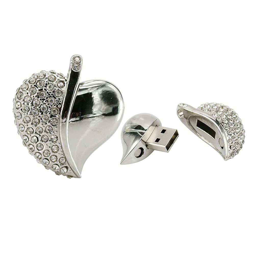 16GB Heart Shape USB Flash Drive USB Drives Memory Stick Thumb Drives USB 2.0 Disk Pen Drive Date Storage Flash Disk Jump Drive USB Stick USB Drive (Silver)