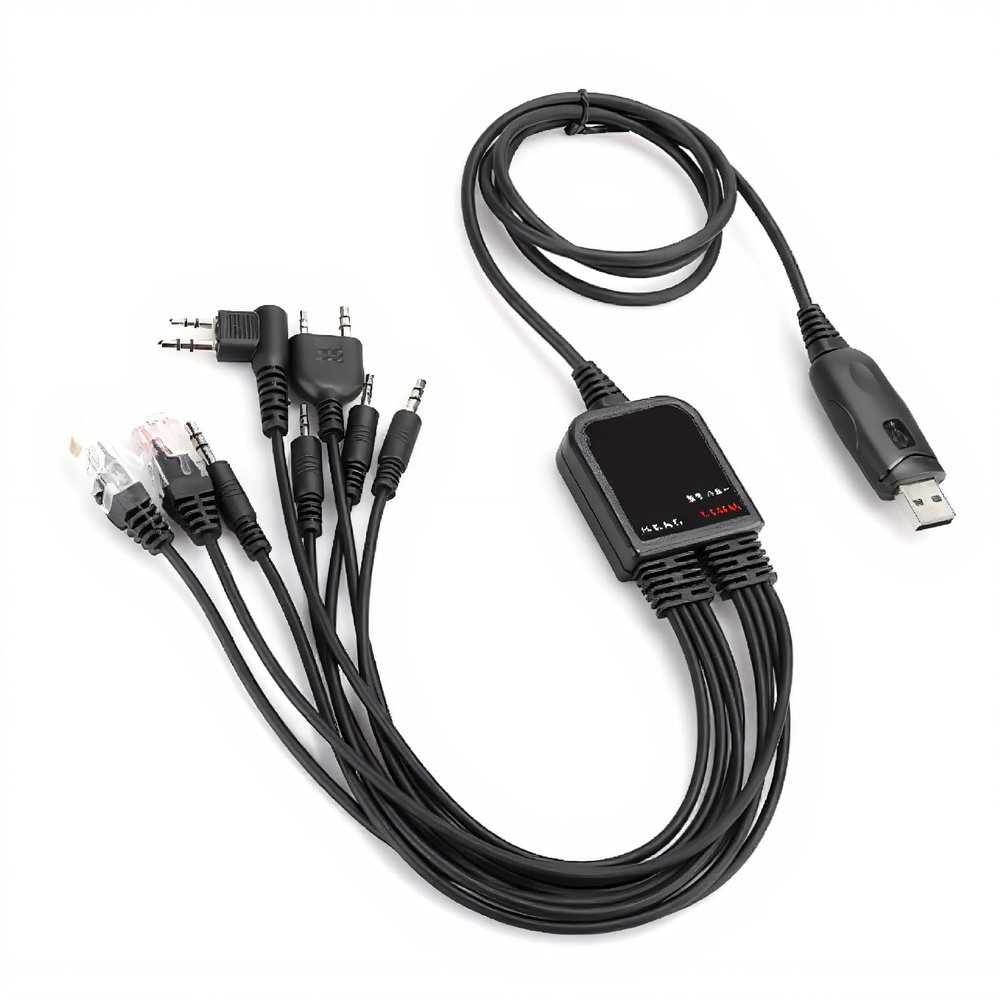 8 in 1 USB Programming Cable, C2102 Chip, Respectful Shell Material with 8 adapters, for Kenwood/QuanShengcn/Tyt/Motorola Walkie Talkie Car Radio