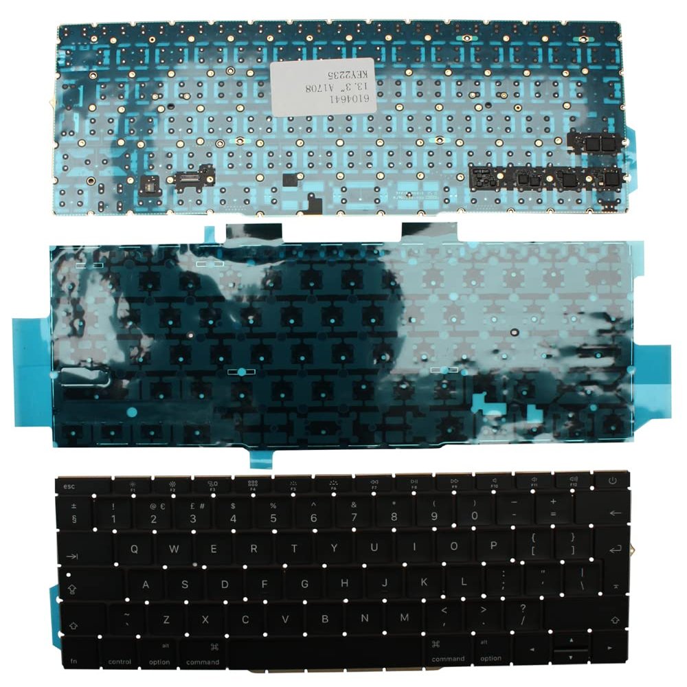 Power4Laptops UK Layout Backlit Black Replacement Laptop Keyboard Compatible with Apple MacBook Pro 13 Inch Mid 2017