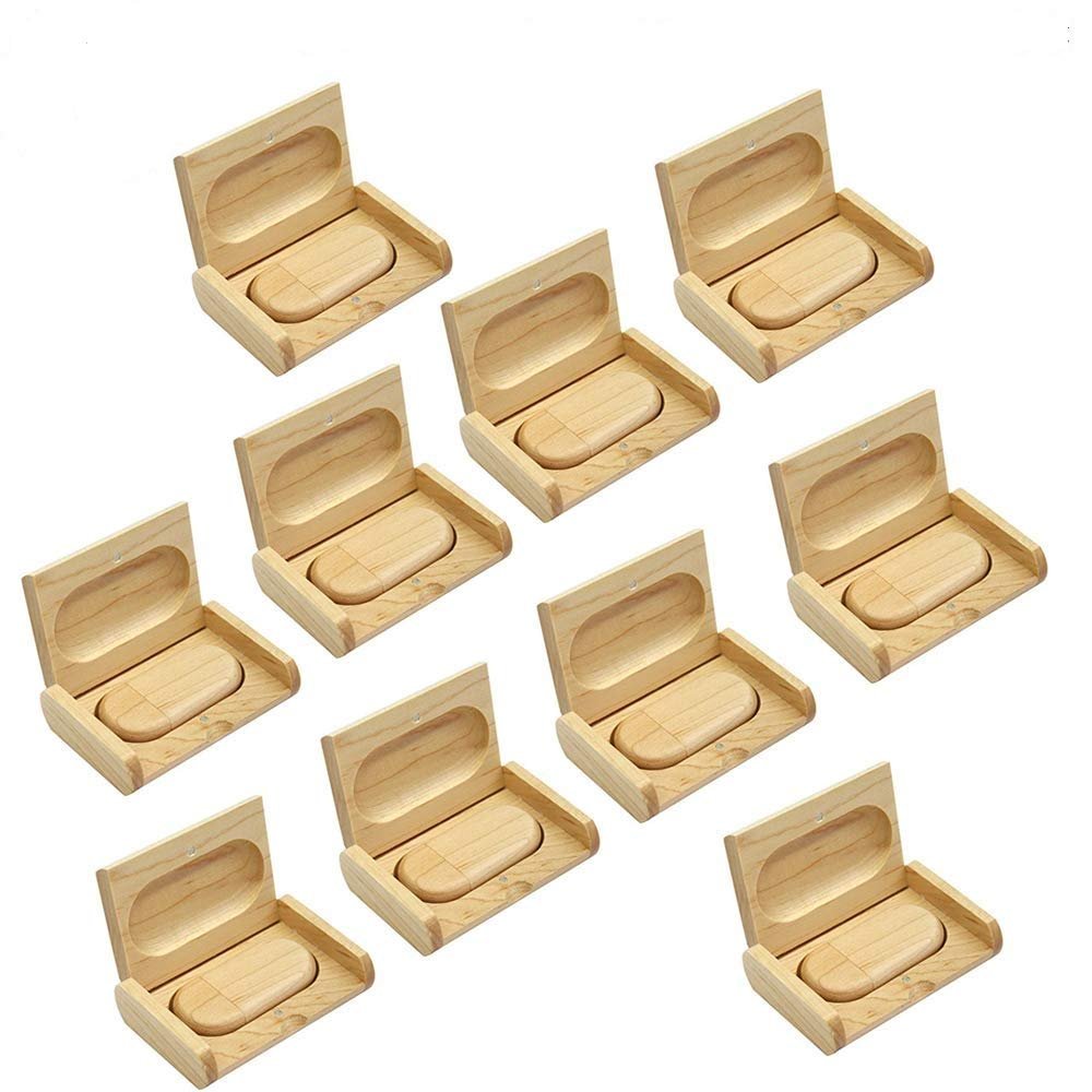 10PCS Maple Wood 2.0/3.0 USB Flash Drive with Wooden BoxFree Laser Engraving Logo(2.0/8GB)