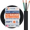 12/3 SJOOW 300V Cable  12 Gauge (12 AWG) Portable Power Cable with 3 Conductors  Fully Annealed Stranded Bare Copper Wires  Water & Oil Resistant for Heavy Duty Industrial Use  USA Made (250ft) view 1