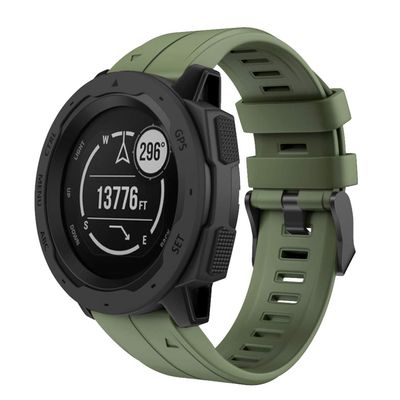 DKEnjoy Silicone Quick Release Wrist Band Replacement Bracelet Watch Strap for Garmin Instinct Smartwatch (Army Green)