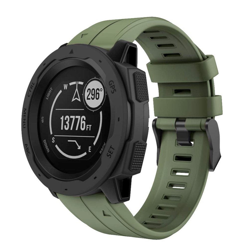 DKEnjoy Silicone Quick Release Wrist Band Replacement Bracelet Watch Strap for Garmin Instinct Smartwatch (Army Green)