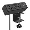 CCCEI 3 Outlet Desk Clamp Power Strip with USB Ports, Desktop Power Strip Surge Protector 1200J. Table Mount Charging Power Station, on Edge Power Outlet 125V 12A 1500W. view 1